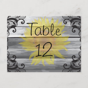 Sonnenblumen Stallholz und schwarze Spitzen Postkarte