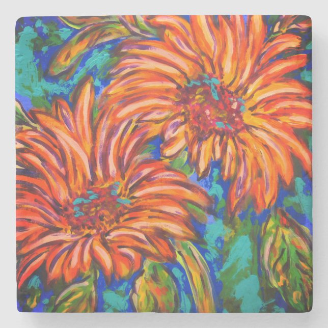 Sonnenblumen Stein Untersetzer (Vorderseite)