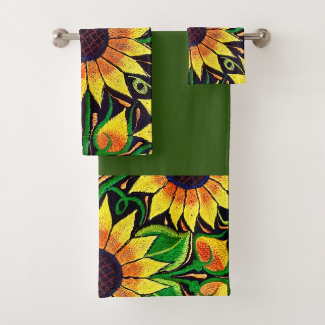 Sonnenblumen Stickerei mexikanische Kunst Badhandtuch Set (Insitu)