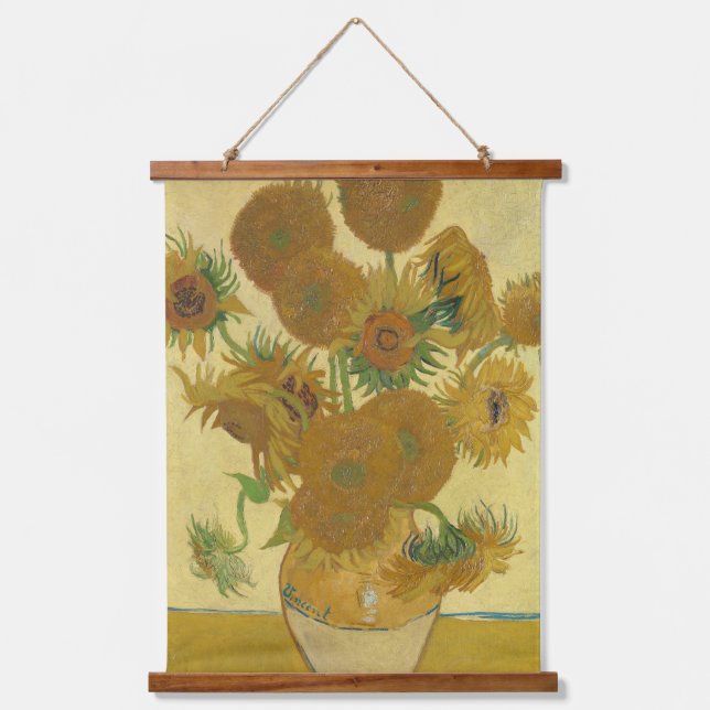 Sonnenblumen, Stillleben Ölgemälde, Van Gogh Wandteppich Mit Holzrahmen (Vorderseite)