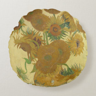Sonnenblumen, Stillleben Ölmalerei, Van Gogh Rundes Kissen