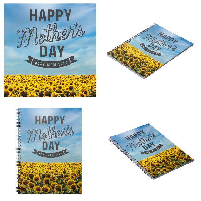 Sonnenblumen Stilvolle Elegante Wählen Sie eine Ma Notizblock (Sunflowers Stylish Elegant Best Mom Ever Floral spiral notebooks)
