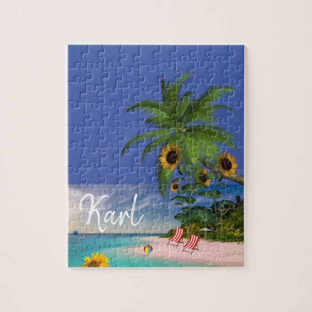 Sonnenblumen-Strand-Puzzles Puzzle (Vertikal)