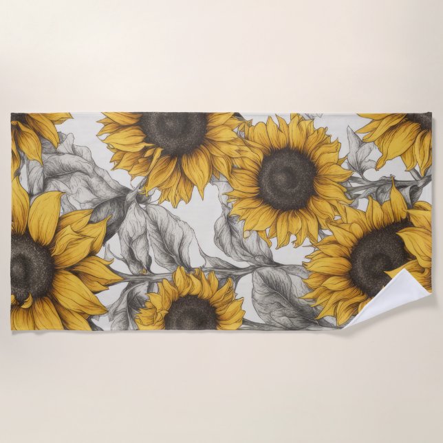 Sonnenblumen Strandtuch (Vorderseite)