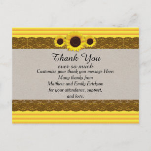 Sonnenblumen, Streifen und braune Spitzen Postkarte
