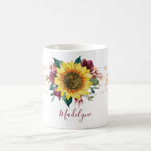 Sonnenblumen-String-Lichter Blumenmonogramm Kaffeetasse