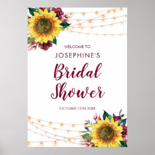 Sonnenblumen-String-Lights Blumenblume Brautparty Poster