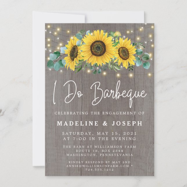 Sonnenblumen String Lights Ich mache GRILLEN Engag Einladung (Vorderseite)