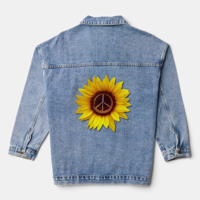 Sonnenblumen-Symbol für das Symbol der Anti-Kriegs Jeansjacke (Rückseite)