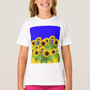 Sonnenblumen T - Shirt Ukrainische Flaggenfarben -