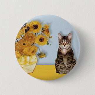 Sonnenblumen - Tabby Tiger cat 30 Button