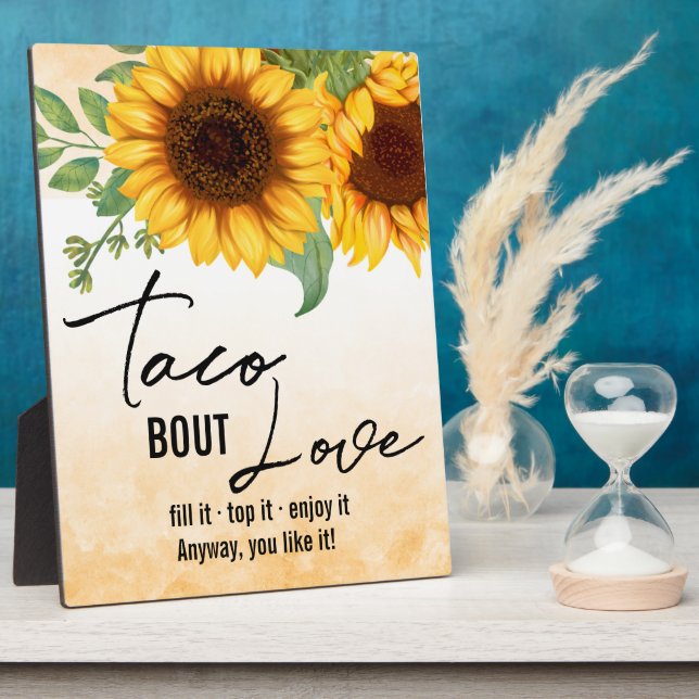 Sonnenblumen Tacos signieren Tabletop Plaque mit E Fotoplatte (Seite)