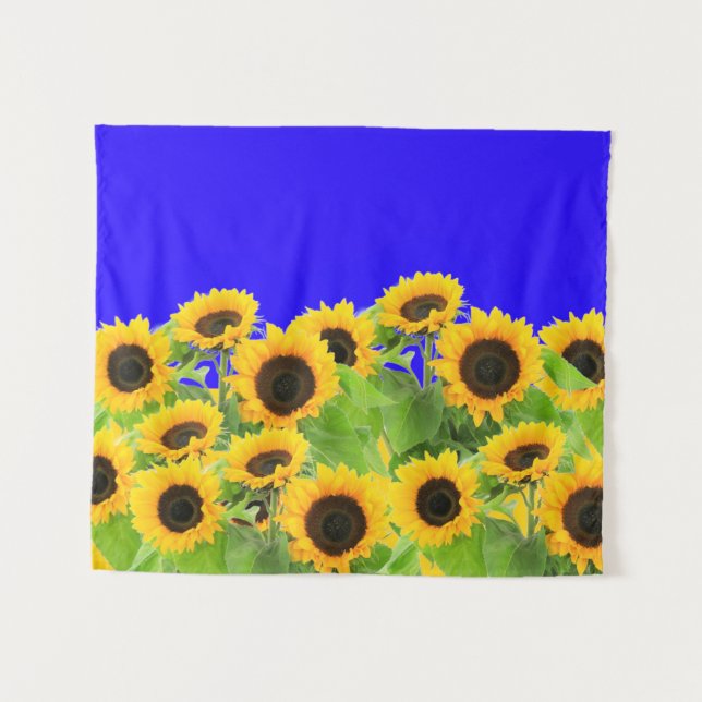 Sonnenblumen Tapestry - Ukraine Flaggenfarben Wandteppich (Vorderseite (Horizontal))