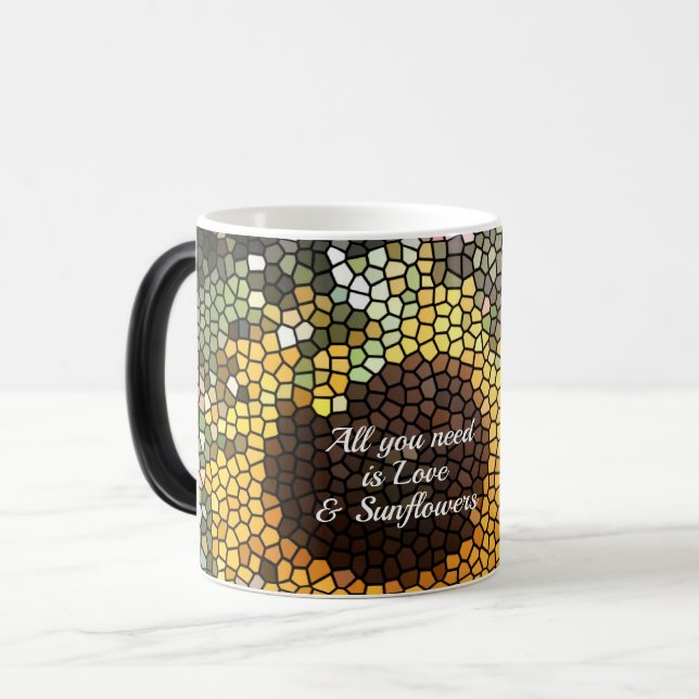 Sonnenblumen-Tasse  Verwandlungstasse (Vorderseite Links)