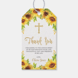 Sonnenblumen Taufe Christening Danke für Ihr Wohl Geschenkanhänger