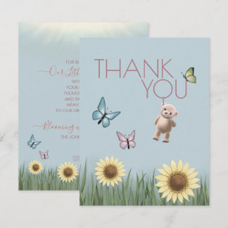 Sonnenblumen-Teddy-Baby-Shower-Rosa-Themen-Dankbar Dankeskarte