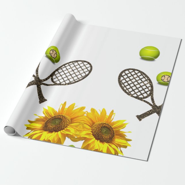 Sonnenblumen Tennis Matte Wrapping Paper Geschenkpapier (Ungerollt)