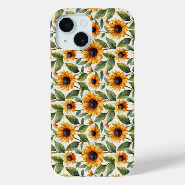 Sonnenblumen-Theme iPhone 15 Hülle (Rückseite)
