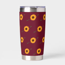 Sonnenblumen Thermal Tumbler (Barn Red & Gold) Thermobecher