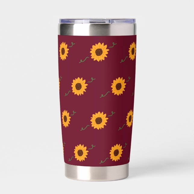 Sonnenblumen Thermal Tumbler (Barn Red & Gold) Thermobecher (Vorderseite)