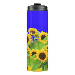 Sonnenblumen Thermal Tumbler ukrainische Flaggenfa Thermosbecher