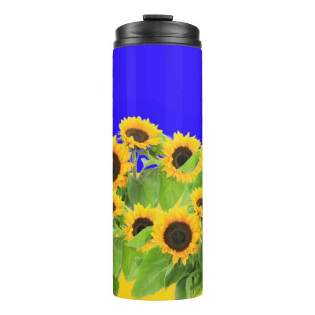 Sonnenblumen Thermal Tumbler ukrainische Flaggenfa Thermosbecher (Vorderseite)