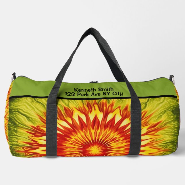 Sonnenblumen-Tie-Dye-Monogramm-Reisetasche Duffle Bag (Vorderseite)