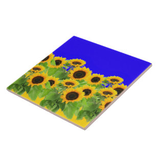 Sonnenblumen Tiles Ukraine Flaggenfarben - Freihei Fliese