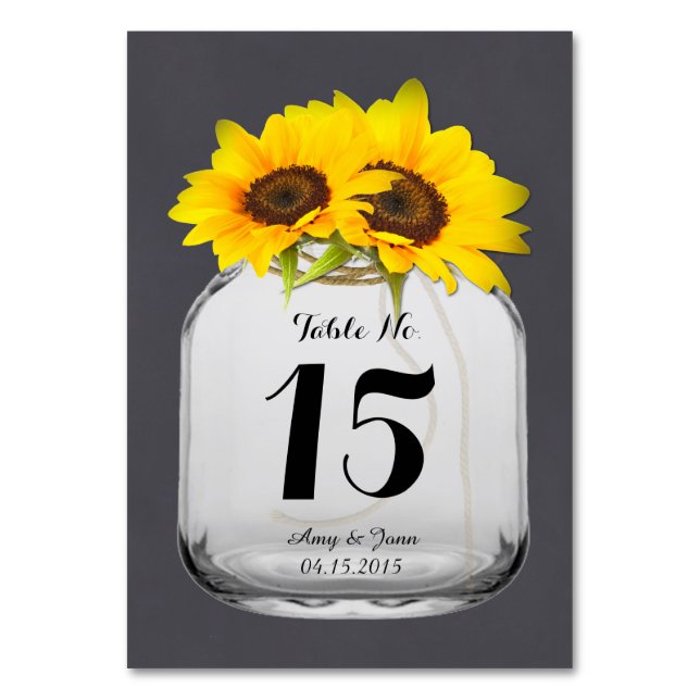 Sonnenblumen Tischnummern Sonnenblume Mason Jar 7 (Vorderseite)