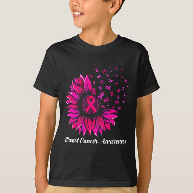 Sonnenblumen tragen rosa Brustkrebs Bewusstsein Fr T-Shirt (Vorderseite)