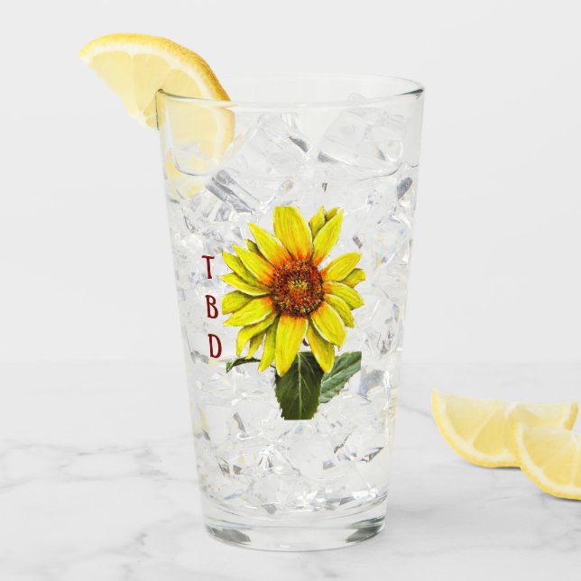 Sonnenblumen Trinkglas Glas (Vorderseite Ice)