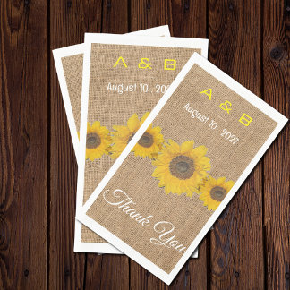 Sonnenblumen-Trio in Jute - Hochzeitsgunst Serviette