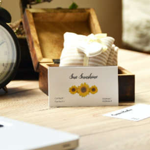 Sonnenblumen-Trio in Weiß Visitenkarte