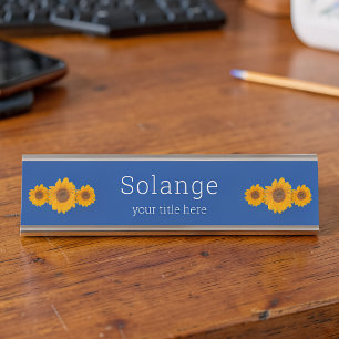 Sonnenblumen-Trio -personalisiert   Schreibtischnamensplakette