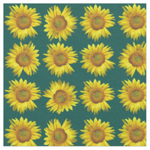 Sonnenblumen Türkis Muster Nähmaterial Stoff