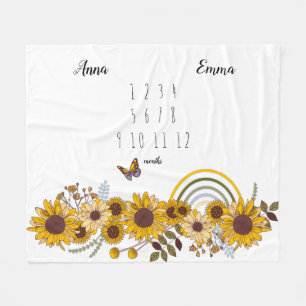 Sonnenblumen Twins Monatsmilestone Fleece Blanket