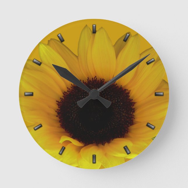 Sonnenblumen Uhr Gelbe Blume Wanduhr & Geschenk (Vorderseite)
