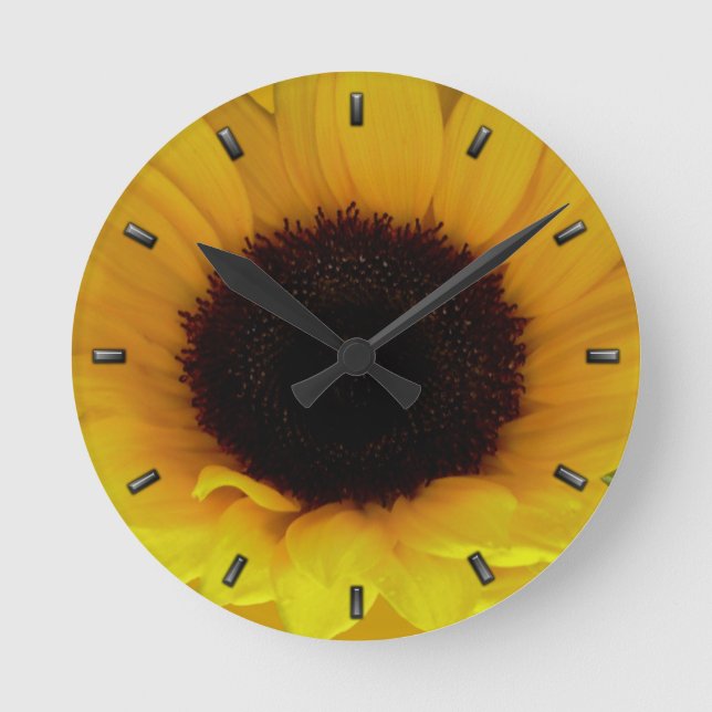 Sonnenblumen Uhr Gelbe Blume Wanduhr & Geschenk (Vorderseite)