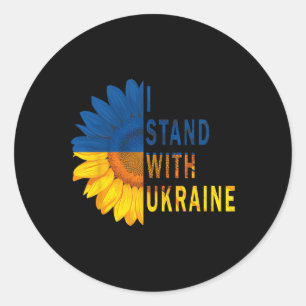 Sonnenblumen Ukraine Flagge Shirts Ich stehe mit U Runder Aufkleber