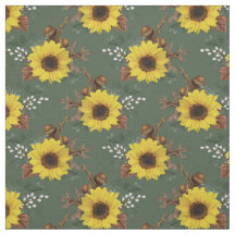Sonnenblumen und Acorns auf Grün