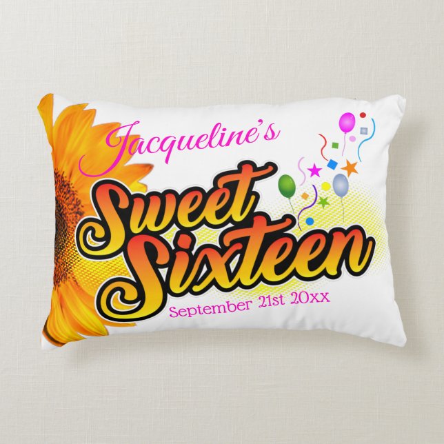 Sonnenblumen und Balloons auf der Weißen 16 . Gebu Dekokissen (Vorderseite)