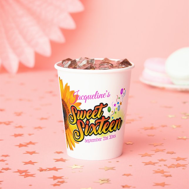 Sonnenblumen und Balloons auf der Weißen 16 . Gebu Pappbecher (Insitu)