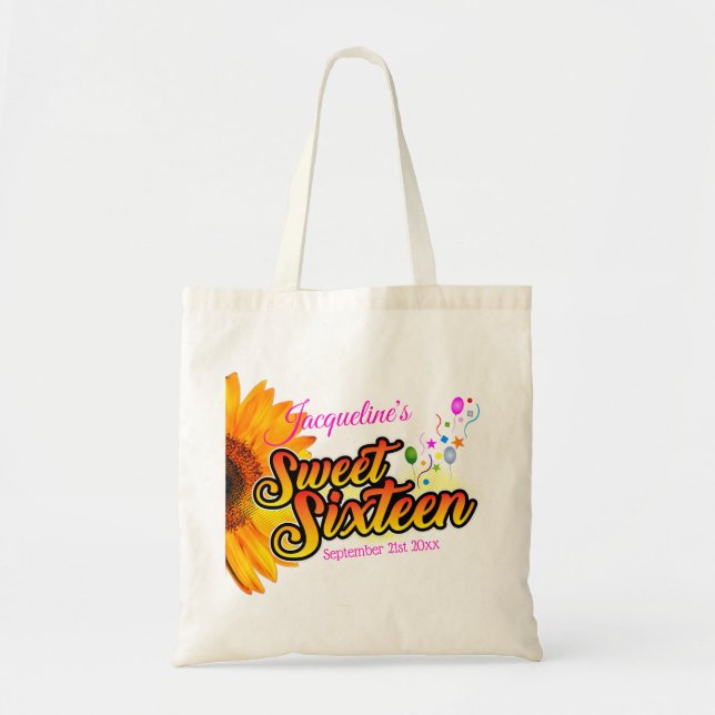 Sonnenblumen und Balloons auf der Weißen 16 . Gebu Tragetasche (Vorne)