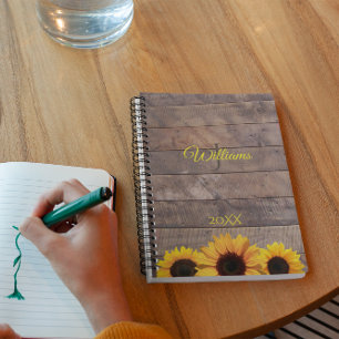 Sonnenblumen und Barnwood Personalisiert Monogram  Planer