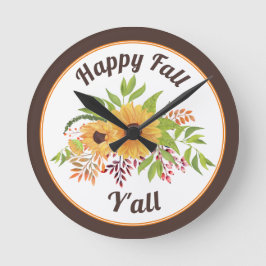 Sonnenblumen und Beeren in Aquarellfarben Runde Wanduhr