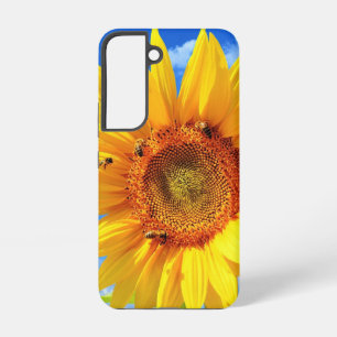 Sonnenblumen und Bienen auf blauem Himmel Samsung Galaxy Hülle