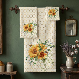 Sonnenblumen und Bienen Badhandtuch Set