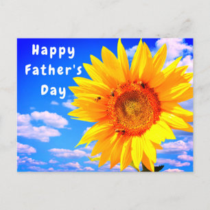 Sonnenblumen und Bienen Blue Sky Father's Day Card Postkarte