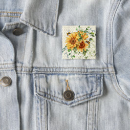 Sonnenblumen und Bienen Button