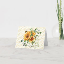 Sonnenblumen und Bienen Dankeskarte